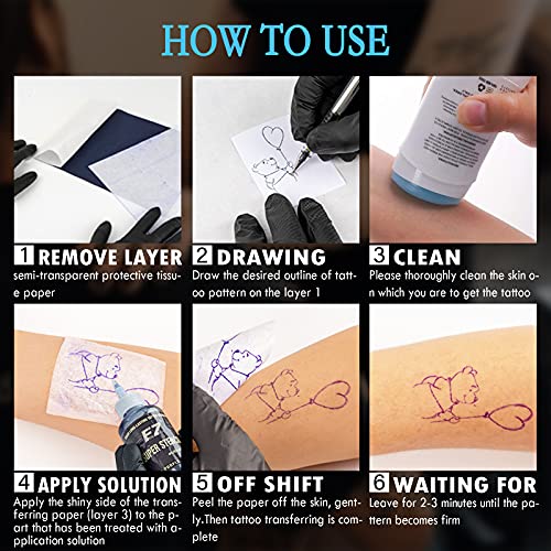 WeLiu Tattoo Transfer Paper,110 Sheets Tattoo Stencil Paper for Tattooing to Skin,A4 Size - size: 110 SHEETS