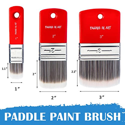 Falling in Art 3PCS Filbert Paddle Paint Brush Set, Scale Brush for Oil and Acrylic Paints(1 Inch,2 Inch,3Inch) - color: Filbert, size: 1''&2''&3''