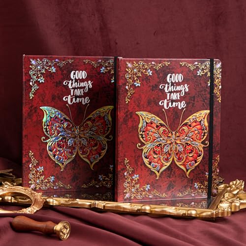 B5 Hardcover Journal for Women & Men -Butterfly Aesthetic Lined Notebook | 192 Pages Thick 80gsm Paper Writing Journal for Office, School, Travel Notes & Gift-9" x 6.9 - color: Red