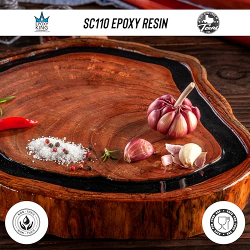 Epoxy Resin Kit with Hardener - Crystal Clear, Self-Leveling, UV-Resistant, Non-Toxic Formula - High Gloss Finish for Table Tops, River Tables, Wood, Art, Crafts, Marine and DIY Projects – 2:1 Ratio - size: 48 OZ Kit