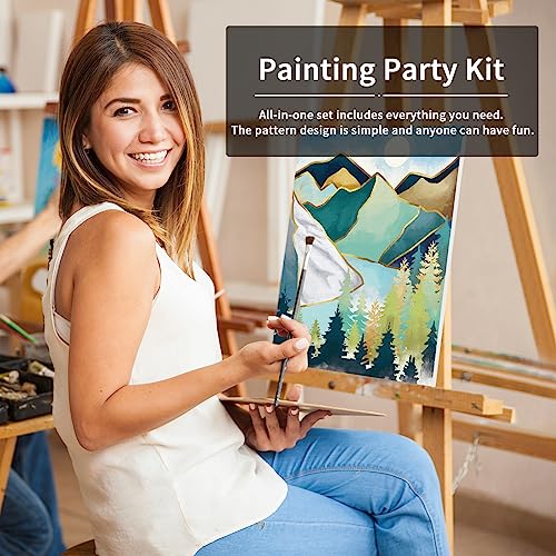 8 Pack Pre Drawn Canvas to Paint for Adults Kids, Sip and Paint Kit Party Supplies Painting Set for Artist, Beginner, Stretched Outline Canvas Landscape Party Favor(8x10) - size: 8x10, style: style 8