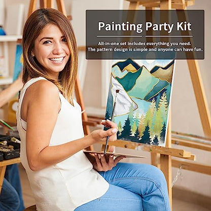 8 Pack Pre Drawn Canvas to Paint for Adults Kids, Sip and Paint Kit Party Supplies Painting Set for Artist, Beginner, Stretched Outline Canvas Landscape Party Favor(8x10) - size: 8x10, style: style 8