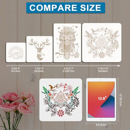 MAYJOYDIY Guitar Sheet Music Note Stencil 11.7×8.3inch Large Music Notes Flower Stencil with Paint Brush Reusable Musical Instruments Stencil for Painting on Furniture Wood Canvas Paper Wall - color: Guitar Sheet Music