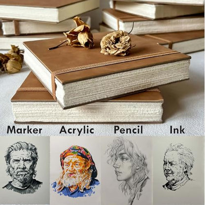 tumuarta Deckle Edge Paper Sketchbook, 92 LB, 150 GSM, 80 Sheets Mixed Media Paper, Acid Free, Handmade Journal Hardbound Sketch Book for Pencil, Ink, Markers, Acrylic and More (6" X 6") - size: 6" X 6"