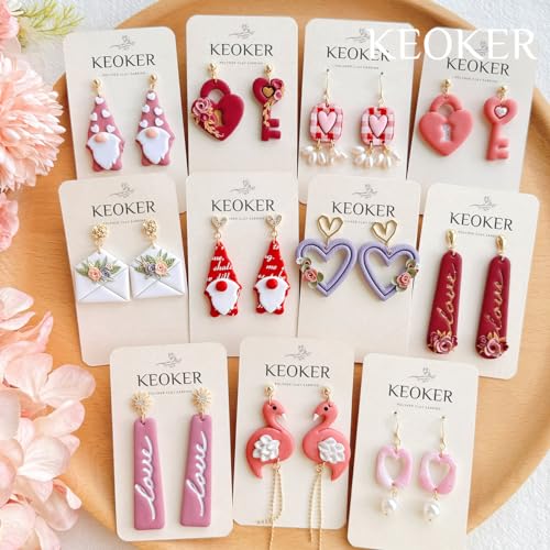 Keoker Valentines Day Polymer Clay Cutters, 10 Shapes, for Earrings Making, Small, Unique, Holidays, Adult - color: earring clay cutters 2