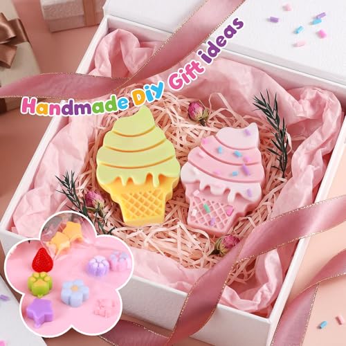 Mikiwon Taba Squishy Kit, 7OZ 1:1AB Liquid Silicone Set with 6 Molds, Decompression Squishies Gift with Guide & Flocking Powder DIY Squishies Maker Holiday Gift