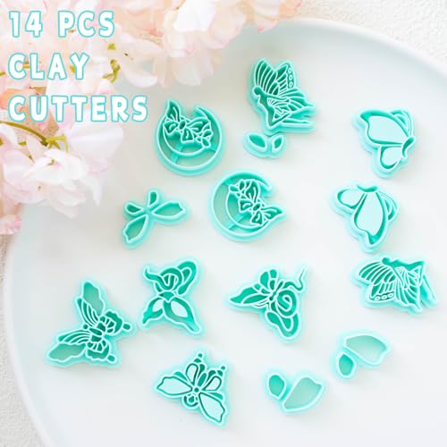 TAINSKY Butterfly Polymer Clay Cutters, 14 Shapes Earring Cutters for Polymer Clay Making