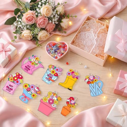 WinnerWhy 30 Pcs Mother's Day DIY Suncatcher Ornaments, Bulk Craft Kits for Adults, Acrylic Light Catcher Decorations with Mom Themed Designs for Mother's Day Projects, Parties, Group Activities - style: Mother’s Day