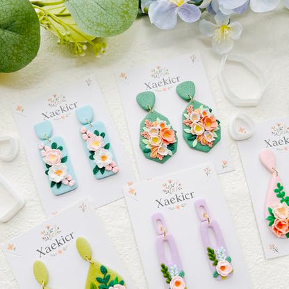 Spring Floral Polymer Clay Cutters Set – Teardrop & Geometric Clay Cutters, Polymer Clay Molds for Clay Earring Cutters, Clay Tools - color: 2G color