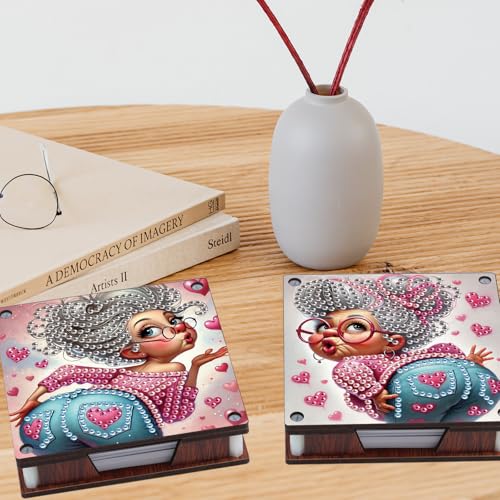JISHSHAY 2 PCS Diamond Art Note Box Woman Diamond Painting Memo Boxes Woman Gem Painting Gem Art Memo Pad Holder Mosaic Kits for Adults Embroidery Kit Note Pad Holder, Contains 120 Sheets of Paper - color: Woman 5