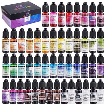 LET'S RESIN 48pcs Concentrated Alcohol Ink Set,Vibrant Color (Each 0.35oz) | Alcohol-Based Resin Ink for Epoxy Resin, Alcohol Paint Dye for Resin Art, Tumblers, Epoxy Resin