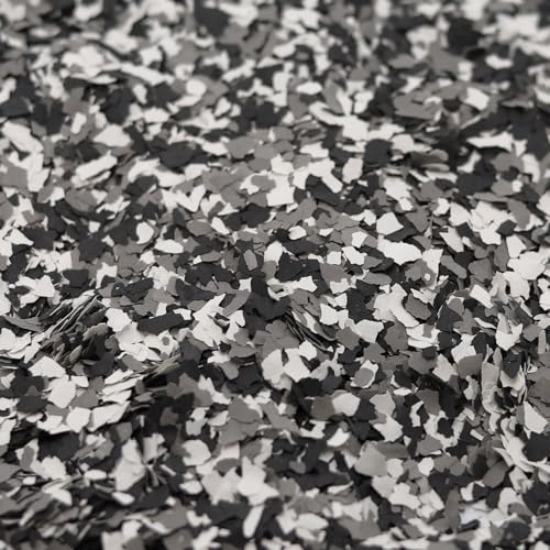 Blend Color Chips for Garage,Epoxy Floor Flakes Concrete Floor Coatings Decorative Paint Flakes for Walls Paint Interior Exterior(6lb,Black,White,Grey) - color: Black,White,Grey, size: 6lb(2700g)