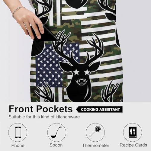 Cooking Apron for Adults with Pockets, Waterproof Oil Resistant Bib for Kitchen Restaurant BBQ Baking - color: Style (321)