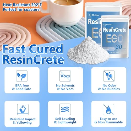 JDiction ResinCrete, 3000G Water-Based Eco-Friendly Formula, 20-30 Minutes Demold Fast Curing Eco Casting for Beginners,Mineral Casting Powder, Easy Mix for DIY Home Art - size: 3000G