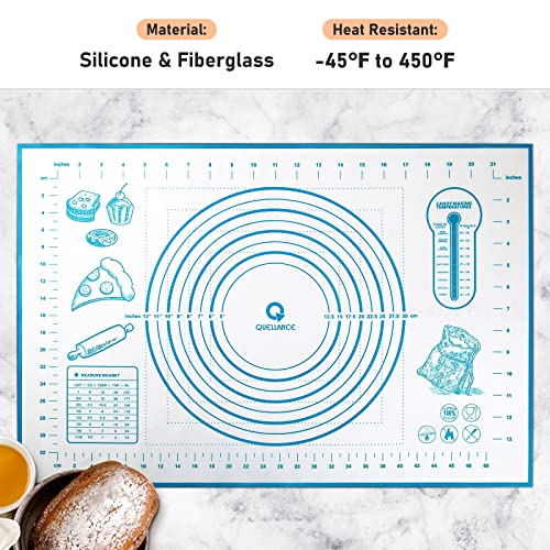 Silicone Pastry Mat with Measurement, Baking Mat for Fondant, Rolling Dough, Pie Crust, Pizza and Cookies, Fondant Mat,16" x 24", Blue - color: Blue, size: 24"L x 16"W