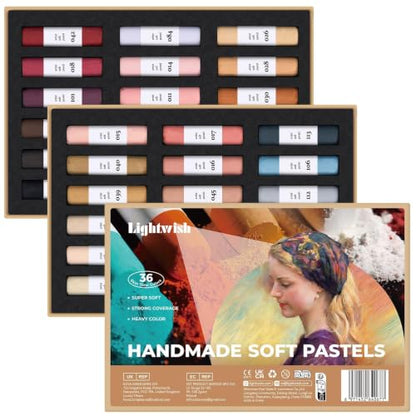 LIGHTWISH 36-Color Soft Pastels Set for Artists, Beginners & Adults - Non-Toxic, Vibrant Drawing Pastel Sticks for Art Sketching & Shading-Skin Tone