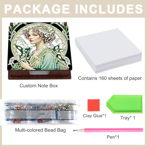 Diamond Painting Kit memo Box, Diamonds Art DIY Lily of The Valley Patterns Sticky Note Box Special Shape Drill, with 160 Sticky Note, Ideal for Home Office Supplies, Handicrafts, Holiday Gifts - color: Lily of the valley