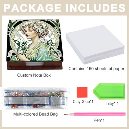 Diamond Painting Kit memo Box, Diamonds Art DIY Lily of The Valley Patterns Sticky Note Box Special Shape Drill, with 160 Sticky Note, Ideal for Home Office Supplies, Handicrafts, Holiday Gifts - color: Lily of the valley