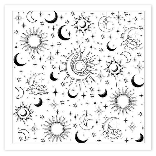 CHGCRAFT Sun and Moon Polymer Clay Texture Sheets Divination Pattern Silicone Texture Stamp Clay Texture Mat Modeling Pattern Pad Sheets for Jewelry and Earrings Tools, 5.5x5.5 inch - style: Sun and Moon