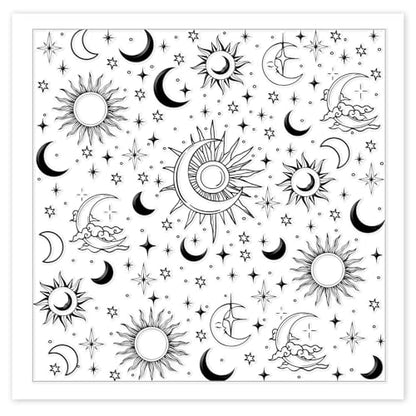 CHGCRAFT Sun and Moon Polymer Clay Texture Sheets Divination Pattern Silicone Texture Stamp Clay Texture Mat Modeling Pattern Pad Sheets for Jewelry and Earrings Tools, 5.5x5.5 inch - style: Sun and Moon