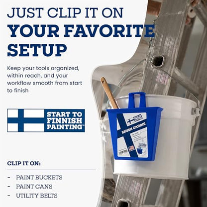 Paint Brush Holder with Clip for Paint Cans, Buckets & Utility Belts, Hands-Free Wet Brush Storage for Interior & Exterior Painting, Made in USA