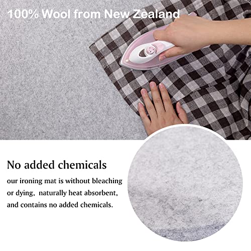 Rdutuok 54x15 Inches Wool Pressing Mat for Quilting Ironing Pad 100% Wool from New Zealand Easy Press Wooly Felted Iron Board for Retains Heat, Great for Quilting & Sewing Projects - size: 54" x 15"