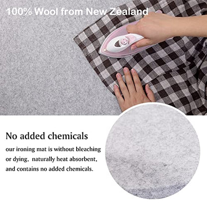 Rdutuok 54x15 Inches Wool Pressing Mat for Quilting Ironing Pad 100% Wool from New Zealand Easy Press Wooly Felted Iron Board for Retains Heat, Great for Quilting & Sewing Projects - size: 54" x 15"