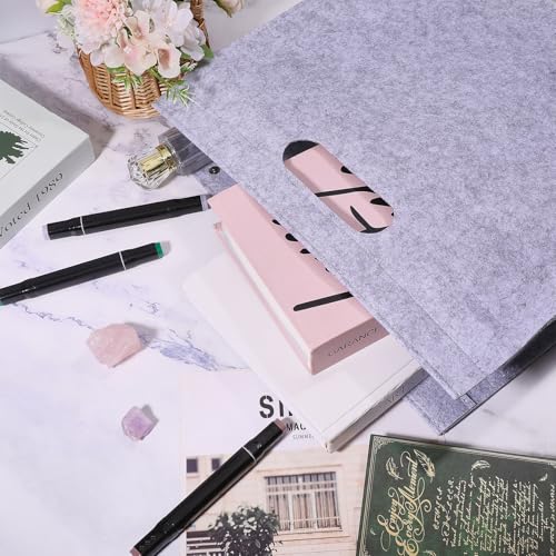 Felt Art Portfolio Bag Felt Artist Storage Bag with Handles for Artwork, Posters, Sketches and Paintings, 14.5x15.7x0.27 inch, Gray