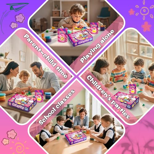 ifergoo Air Dry Clay Kit for Kids - Cakes Modeling Clay, Includes 6 Dessert Designs and Display Stand, DIY Art & Crafts School Projects, Home Party Kids Toys, Holidays Gifts for Age 3-12 Girls & Boys - color: Cakes Kit