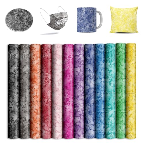 Glitter Marble Sublimation Transfer Ink Sheets for Sublimation Blanks Mug Tumbler T-Shirt Tote Bag,12 Sheets 12x12inch - color: Glitter Marble