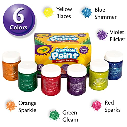 Crayola Washable Kids Paint, 10 Neon Paint Colors, 2 Oz Bottles, Gift