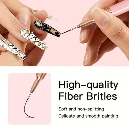 10Pcs Pink Nail Liner Brush & Dual-Ended Dotting Pen Set - Professional Ultra-Fine Liner Brush for French Tip, Intricate Patterns, Dot Art & Gel Polish Manicure, Salon & DIY Manicure Tool Kit - color: Liner Brush & Dotting Pen