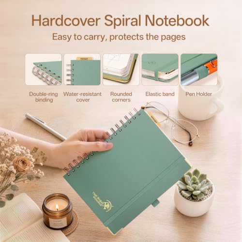 POPRUN Graph Spiral Journal Notebook - A5, 141 Pages Grid Notebooks for Women Men, 120 GSM Hardcover Graphing Journals for Work, School, Engineering & Graphing, 5.75'' x 8.25'', Midnight Green - color: Midnight Green, style: Grid