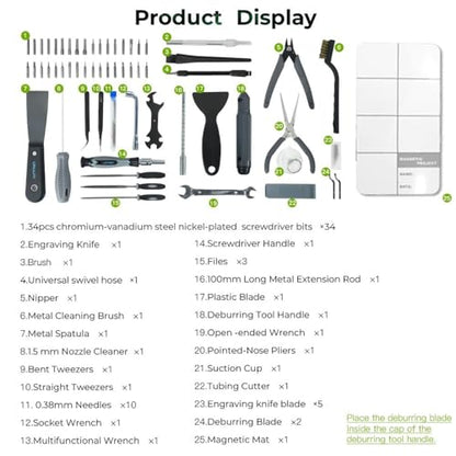 Creality 3D Printer Tools Kit, 74 Pcs in 1 3D Printing Tool Wrap Kit Assembly/Removal/Finishing/Filament Cutting Set with Nozzle Cleaning Kit 3D Printer Accessories for All FDM 3D Printers