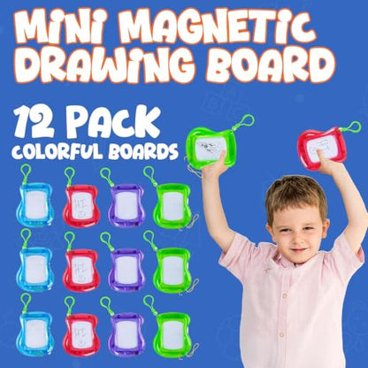 Bedwina Mini Magnetic Drawing Board for Kids - (Pack of 12) Backpack Keychain Clip Drawing Boards, Erasable Doodle Sketch Writing Pad Boys & Girls, Birthday Kids Party Favors - size: 12 Count (Pack of 1)