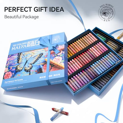 Paul Rubens Oil Pastels Set - 132 Vibrant Colors, Ultra-Soft and Creamy Texture, Easy to Blend for Artists and Beginners - Bullet Head Design for Drawing, Painting, Sketching - New Packaging - style: 132 Basic Colors