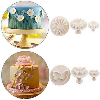 MOACC Cake Tools 36 Piece Fondant Cake Cookie Plunger Sugarcraft Flower Leaf Butterfly Heart Shape Decorating Mold DIY Icing Plunger Tools