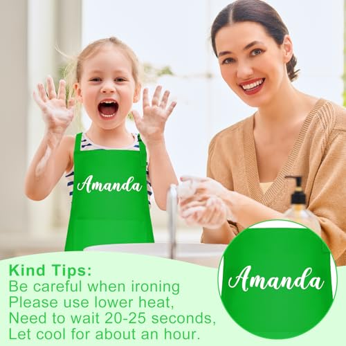 10 Pack Kids Apron Children Apron Adjustable with 2 Pockets Kids Chef Painting Aprons for Cooking Baking Painting Crafts Making (Green) - color: Green