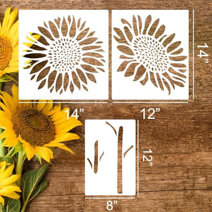 Large Flower Stencils for Wood Fence Sunflower Stencils for Painting Floral Stencil Templates for Walls Furniture Fabrics - style: Sunflower