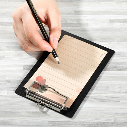 Eersida 12 Pack Mini Clipboards 4 x 6 Inch Small Pocket Plastic Memo Clipboards with Profile Clip for Small Notepads Receipts Tickets (Black)