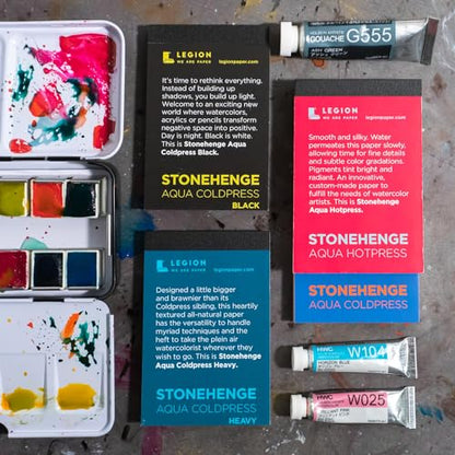 Stonehenge Aqua White Heavy Weight Mini Pad, 300lb, Coldpress, 2.5 x 3.75 Inches, 5 Sheets for Wet and Dry Media