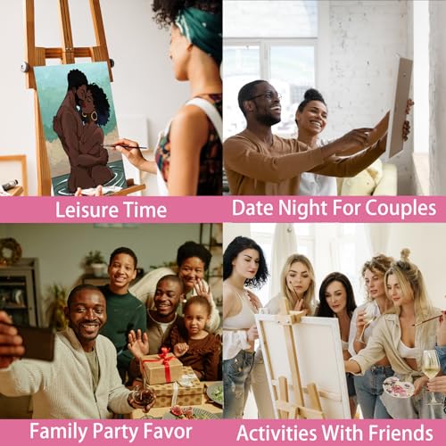 Nuberlic Canvas Painting Kit Pre Drawn Canvas for Painting for Adults Couples Paint and Sip Party Supplies Love Theme Couple DIY Date Night Activities Valentines Gift Pack of 1, 8x10 inch