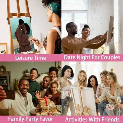 Nuberlic Canvas Painting Kit Pre Drawn Canvas for Painting for Adults Couples Paint and Sip Party Supplies Love Theme Couple DIY Date Night Activities Valentines Gift Pack of 1, 8x10 inch