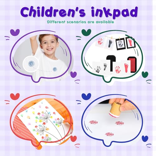 Large Oil Ink Pads for Kids Washable Craft Ink Stamp Pads,12 Color DIY Clear Embossing Ink Pad for Clothes,Baby Footprint Handprint,Rubber Stamps, Paper, Scrapbooking,Best Gift for Kids and Adult