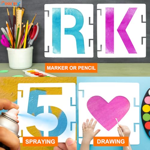 10 Inch 42 Pcs Reusable Letter Number Symbol Stencils, Plastic Painting Templates for Wood Wall Fabric Rock Chalkboard Signage School Door Porch DIY Art Craft Decoration Projects - size: 10 inch（White）