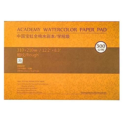 MEEDEN 8.3×12" Cotton Watercolor Paper Textured Surface Watercolor Pad, Rough Grain, 140lb/300gsm, 20 Sheets for Painting & Drawing, Wet, Mixed Media - color: Rough Grain, size: 9×12"