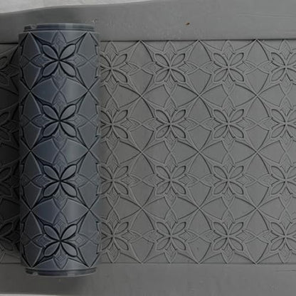 Echo Blossom Clay Texture Roller 4" for Polymer Clay - color: Echo Blossom Roller
