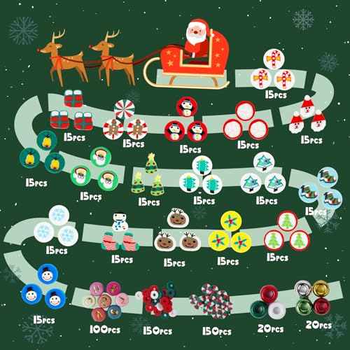 Gionlion Christmas Beads Bracelet Making Kit, 800 Pcs Polymer Clay Beads Jewelry Kit for Girls, Holiday DIY Craft with Christmas Crafts Charms, Perfect Stocking Stuffer for Kids - style: Christmas