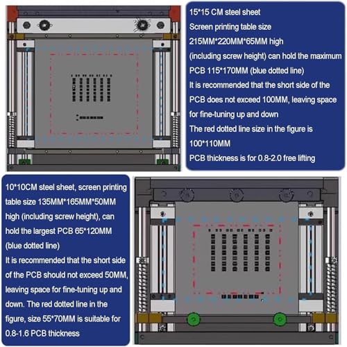 Manual Stencil Printer, Aluminum Alloy Precision Solder Paste Screen Printing Machine for SMT PCB Assembly, DIY Electronics Prototyping and Soldering Training(15cm) - size: 15cm