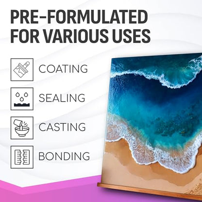 Epoxy Resin 1 Gallon Kit – Clear High-Gloss Finish for Coating Wood, Concrete, Stone & More | Easy to Use, No Bubbles, Self-Leveling | Perfect for Arts & Crafts & More